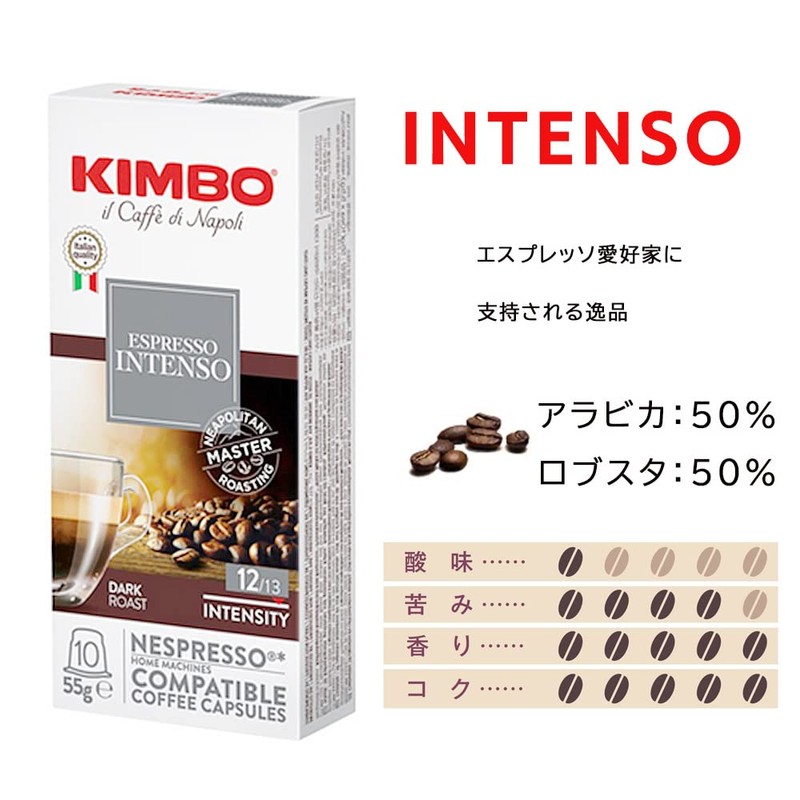 Kimbo Nespresso Compatible Capsules Napoli 100 Capsules, 10 Capsules per