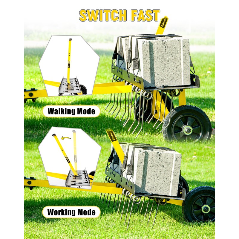 BlumeTrec 48 Inch Tow Behind Dethatcher, Pull Behind Lawn Dethatcher