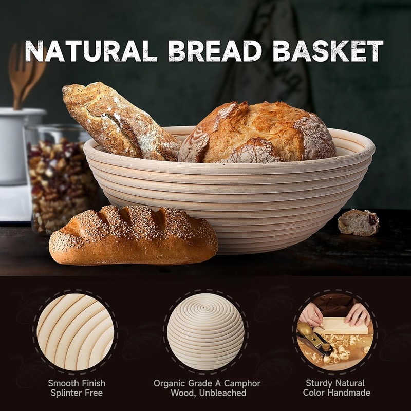 2 Pcs Bread Proofing Baskets, 23cm Round Sourdough Proofing Basket