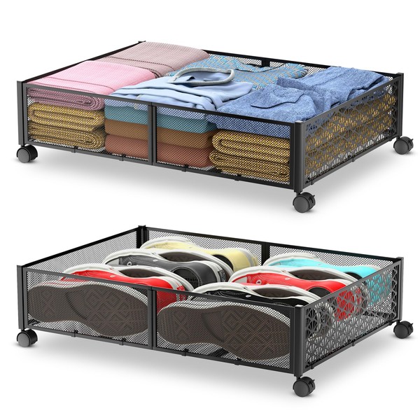 Innotic Under Bed Storage with Wheels, Tool-free Assembly Under Bed