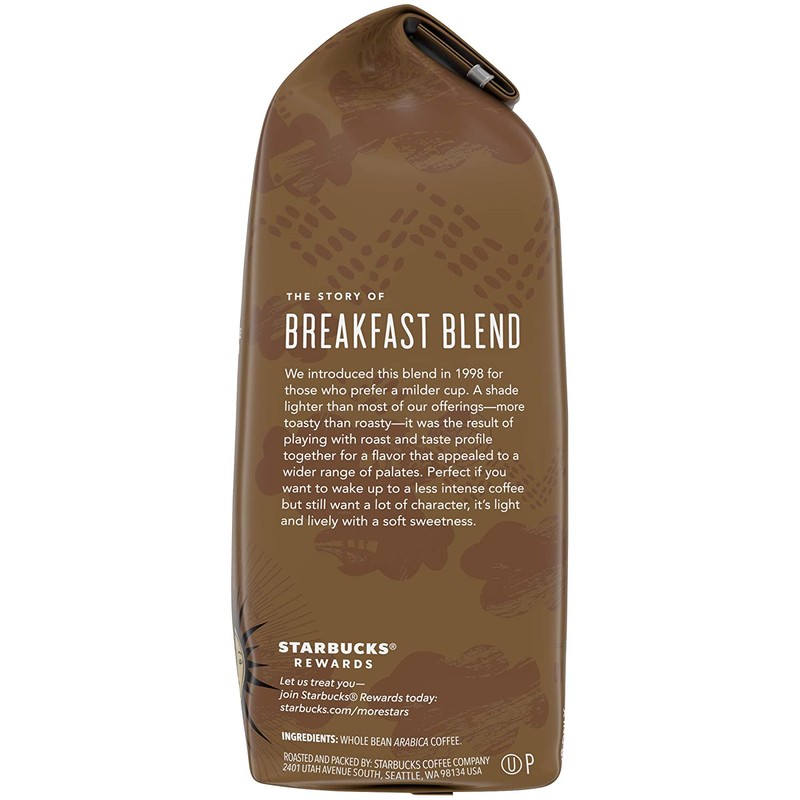 Starbucks Breakfast Blend Coffee (Medium), Whole Bean, 12-Ounce Bags (Pack