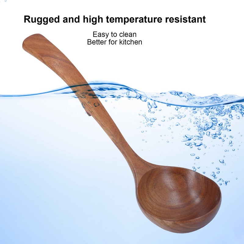 HilBeliFU Wooden Soup Ladle, 9.44in Long Ladle Spoon with Back