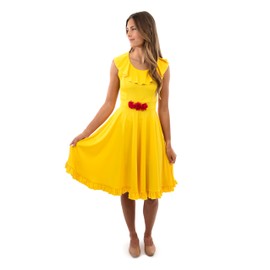 Little Adventures Yellow Beauty Twirl Princess Dress-Up Costume for Adult Women - Machine Washable Cosplay Dresses (Adult Size 2)