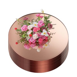 Midatul 12 Pcs 10 Inch Mirror Centerpieces Decorative Trays Thickness 1.5 mm (Rose Gold)