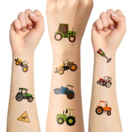 Shimmerz Pack of 60 Children's Tattoos, Tractor Farm, Skin-Friendly, Temporary Children's Tattoos, Farm Theme Party Gifts and Decorations, False Tattoo
