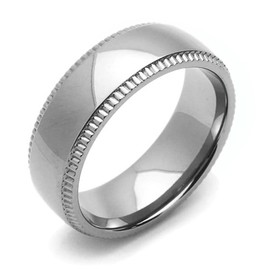 DoubleAccent 7MM Comfort Fit Titanium Wedding Band Milgrain Edges Classic Domed Ring (Size 7 to 14) Size 14