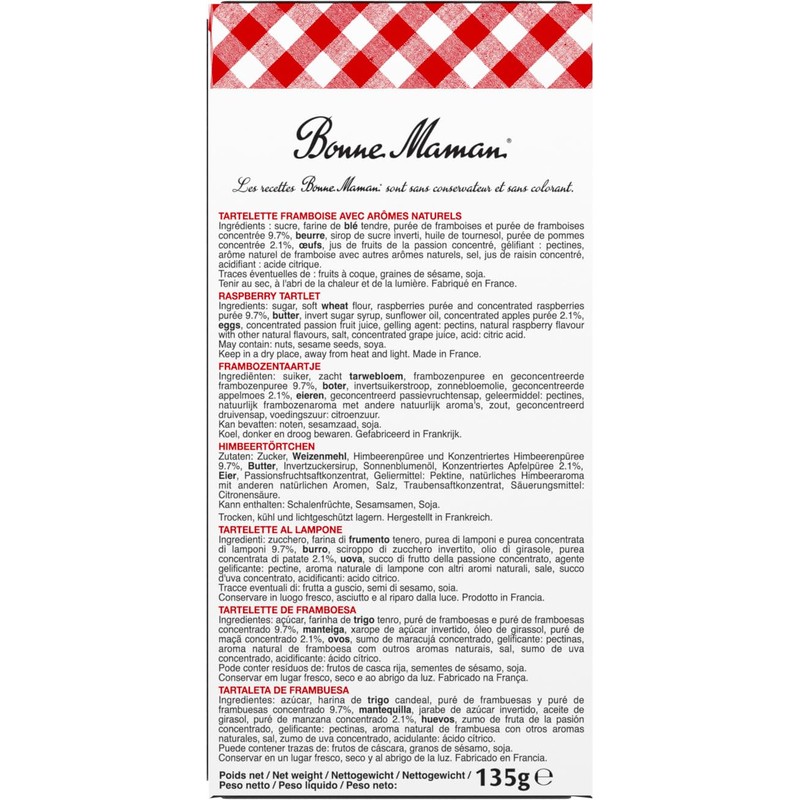Bonne Maman Raspberry Tartlet, 135 g