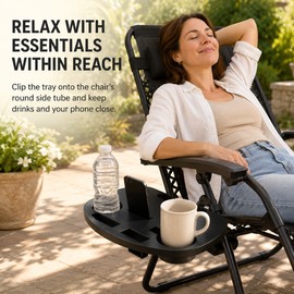 Recliner Chair Side Tray for Outdoor Relaxing – Dual Drink & Device Holder for Camping, Beach & Yard