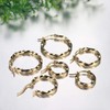 JewelryWe 3Pairs Hoop Earrings Set Gold/Silver Plated Stainless Steel Twisted