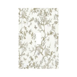 Xuejiaku Light Switch Cover Plate Vintage Floral Butterfly Retro Leaves Flower 1 Gang Single Toggle Decorative Switch Plates Wallplates Electrical Faceplate for Kitchen Home Decor