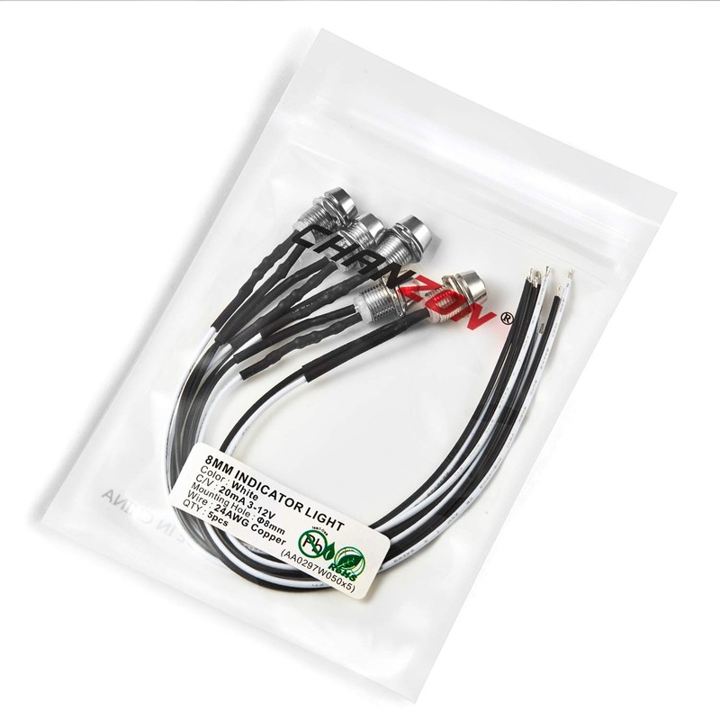 CHANZON [UL Cable] Pack of 5 8 mm Panel Mount