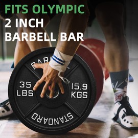 Fitvids Olympic Cast Iron 2-Inch Weight Plate for Strength Training & Weightlifting, Multiple Weights Available, 35LB (Single)