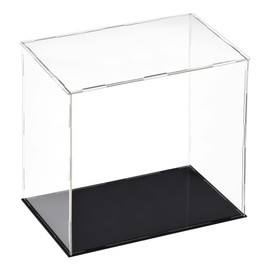Recogwood Acrylic Clear Display Case, 25 x 15 x 25cm Assemble Countertop Box Cube Organizer Stand Dustproof Protection Showcase with Black Base for Action Figures Toys Collectibles