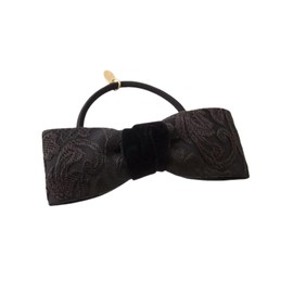 VingTAINE H7831-BR-HGOM Hair Elastic Pony Hook Ribbon Embroidery, Botanical, Mature Hair Cuff, Hair Hook, Chic Elegant, Hair Accessory