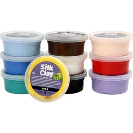 Silk Clay Basic I , Assorted Colours , 10 x 40 g
