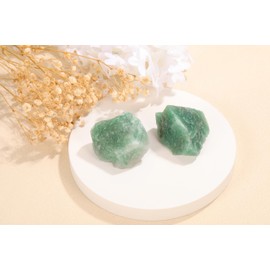 Jovivi 2pcs Raw Green Aventurine Crystals,Large 1.6-2.2" Healing Crystals Natural Rough Stones Crystal for Tumbling, Cabbing, Home Decoration, Polishing, Wicca & Reiki