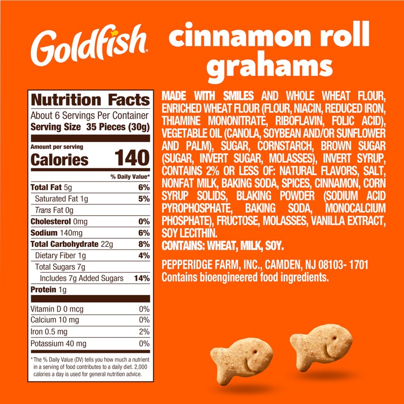 Goldfish Grahams Cinnamon Roll Baked Snack Crackers, 6.6 Oz Bag