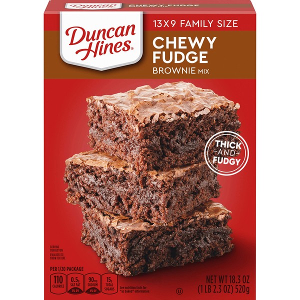 Duncan Hines Fudge Brownie tamaño familiar, 18.3 oz