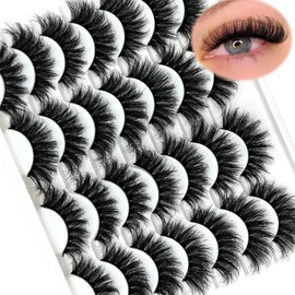 etokdos Mink Lashes Wispy Natural Fluffy Cat Eye Lashes Pack Faux Mink False Eyelashes Strips C Curl Cateye Eyelashes Natural Look