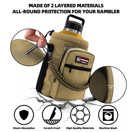 NATURE PIONEOR Insulated Water Bottle Holder with Shoulder Strap for 64oz Sports Water Jugs Bottles, Carrier/Pouch Sleeve for Outdoor Camping, Hiking,Gym