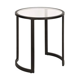 Henn&amp;Hart Double Circular Side Table in Blackened Bronze Finish