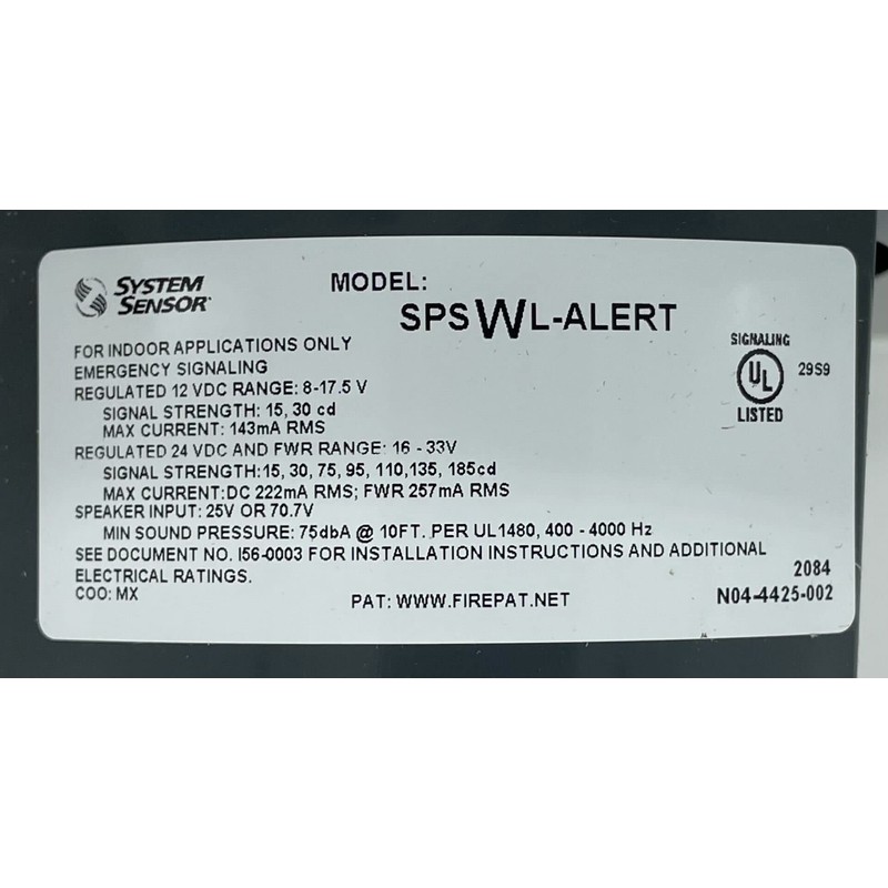 System Sensor SPSWL-Alert