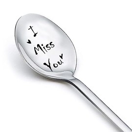 I Miss You Gifts Spoon for Her Him Long Distance Relationship Gifts for Men Women Anniversary Xmas Gifts for Couple Gifts for Girlfriend Boyfriend Moving Away Gifts for Friends Coffee Tea Spoons