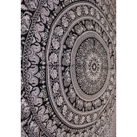 Indian Elephant Mandala Tapestry, Hippie Tapestries, Tapestry Wall Hanging, Indian Black & White Tapestry , Bohemian Dorm Decor Mandala Tapestries, Pyshedlic Tapestry, Hippy Mandala Tapestries Bedspread Wall Decor Queen Size 82" X 90"inches by Mango Gift