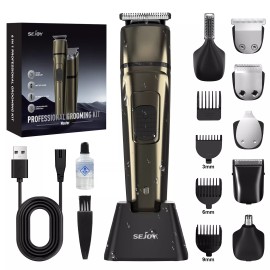 SEJOY Cordless Hair Clipper Beard Trimmer for Men Beard Trimming Kit w/Electric Razor  - Coffee Gold