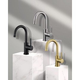 Tohlar Brushed Nickel Bar Sink Faucet Single Handle, Single Hole Bathroom Sink Faucet with Sprayer, Prep Wet Small Faucet for Kitchen/RV/Vanity, Bathroom Faucet with Swivel Spout & Pop Up Drain