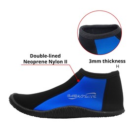 Saekodive 3mm Neoprene Low-Cut Boots for Adults - Anti-Slip Rubber Sole - for Scuba Diving, Spearfishing, River Tracing, Water Activities (XL)