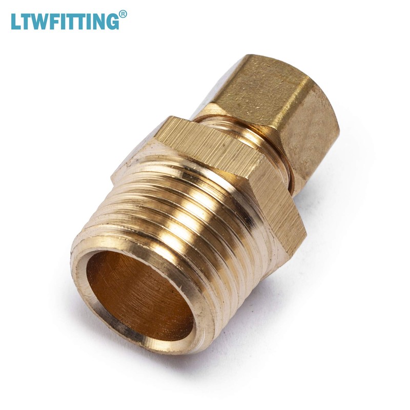 LTWFITTING Brass Fittings Outer Diameter 3/8" x 1/2" NPT Male