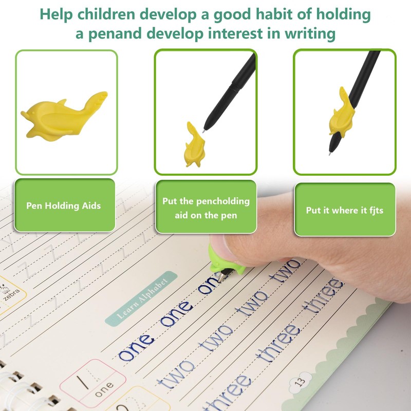 20 pc Magic Pens for Kids Grooved Handwriting Book, Disappearing