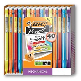 BIC Xtra Smooth Bright Edition Mechanical Pencils (Dark Colours, Erases Clean) (Pack of 40)