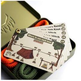 Knot Tying Kit | Camping & Outdoor Knots - by The Bear Essentials w/Waterproof Knot Tying Cards, 2 Practice Ropes, Burlap, Bushcraft Tin | for Outdoors Survival, Backpacking, Hiking & Scouts (Regular)