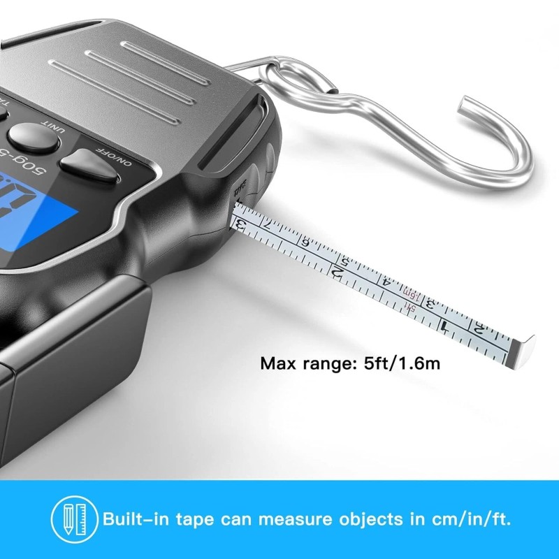 Travel-Ready Luggage Scale with Bright LCD Display & Built-in Measuring