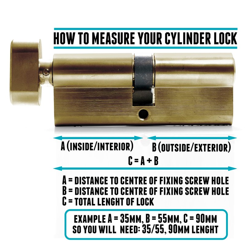 TSS Brass High Security TS007 1* Thumbturn Euro Cylinder, British