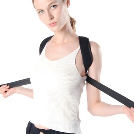 Retoo Haltungskorrektur Geradehalter Rücken Rückenstabilisator mit Verstellbarem Gurt Rückenstütze für Damen und Herren Posture Haltung Korrektur Klettverschluss Universalgröße Schwarz