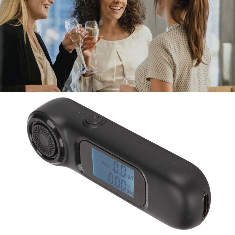 Black Portable Breathalyzer Noncontact High Accuracy Alcohol Tester USB Rechargeable