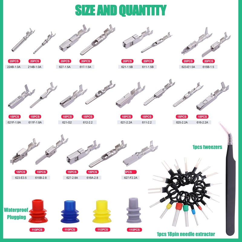 Twidec/800PCS Car Electrical Wire Terminal 21Type 1/1.5/1.8/2.2/2.8/3.5mm Auto Electric Connector