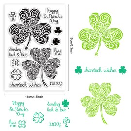 CRASPIRE St. Patrick's Day Clear Stamps Leaf Clover Clear Stamps Scrapbooking Stamps for Card Making DIY Thanksgiving Card Photo Album Decor Craft