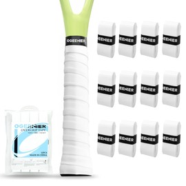 Ogeenier Tennis Racket Grip Tape, 12 Pack, Absorbent and Anti-Slip Badminton Squash Racket Grip, Precut Soft Racquet Padel Overgrip Tape