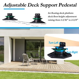 Adjustable Plastic Deck Pedestals, 24 PCS Heavy Duty Deck Blocks Foundation Base Support, Decking Foundation Blocks Level up 1-3/16" to 2-3/8", Deck Pedestal Flooring Platform Joists Beams Support