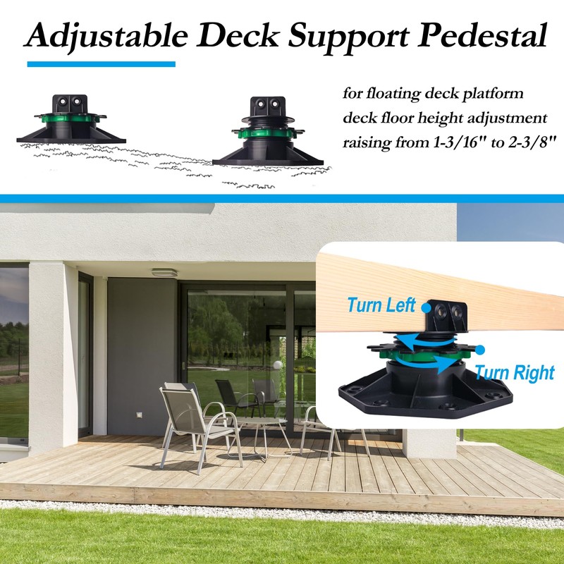 Adjustable Plastic Deck Pedestals, 24 PCS Heavy Duty Deck Blocks