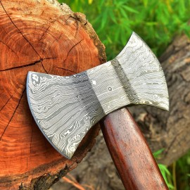 handmade forged Damascus steel double head axe Labrys tomahawk leather sheath