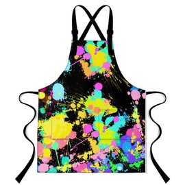 LshyMn Colorful Graffiti Apron with 2 Pockets with Adjustable Shoulder Straps Bib Apron for Home Kitchen Cooking 33.4L x 27.5W Inches WQXFMN52