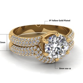 ringheart Couple Rings Matching Ring 1.5ct CZ Gold Plated Women Wedding Ring Sets for Him and Her Ring Sets