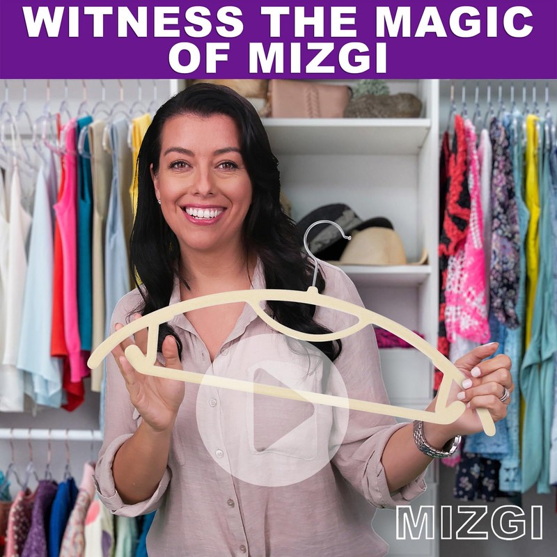 MIZGI Premium Velvet Hangers 50-Pack,No Shoulder Bump Hangers W/Tie Bar