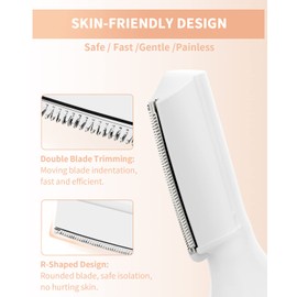 Dapsang Dapsang Eyebrow Trimmer, Electric Eyebrow Razor for Women Men, Rechargeable Painless LED Light Facial Hair Shaver Remover with Rinseable Blade for Face Lips Neck Leg