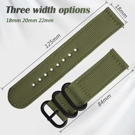 uEmoh Watch Bands, Quick Release Nylon Watch Straps for Men Women, Watch Bands of Multiple Colors & Width(18mm, 20mm, 22mm) (18mm, ArmyGreen)